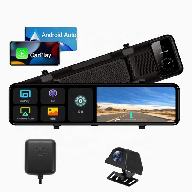 12" 4K Dash Cam Wireless CarPlay Android Auto ADAS Car DVR 5G WiFi GPS FM 24h Parking Monitor Rearview Mirror Camera Recorder