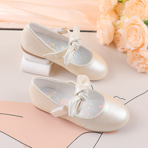 Zapatos planos de ballet estilo Mary Jane con lazo de princesa color champán para niñas, zapatos escolares para niñas, zapatos de vestir, de fábrica y OEM/ODM. - Product Image 6