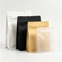 Sachet de café imprimé sur mesure à fond plat, résistant à l'humidité, refermable avec fermeture éclair, pour emballage de grains torréfiés, pochette en aluminium à usage unique
