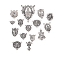 Accesorios de Joyería Católica, Colgante DIY de Aleación de Zinc, Cadena de Bambú, Conector de Rosario Triangular Religioso, Venta al Por Mayor