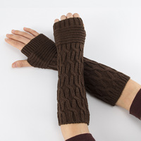Gants en tricot chauds pour femmes FF3178 avec trou pour le pouce, chauffe-poignets, chauffe-bras d'hiver, chaussettes, gants longs sans doigts en tricot