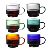 Tasse à café en verre personnalisable avec logo imprimable, design moderne et minimaliste, idéale pour le petit-déjeuner, le café et le thé – Vente en gros fabricant