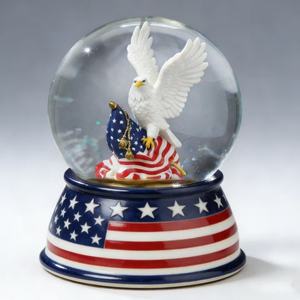 Globo di Neve in Resina Personalizzato con Aquila Americana, Grande Souvenir Personalizzabile - Product Image 1