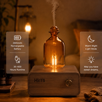 Diffuseur d'huiles essentielles nébulisant noir rechargeable sans eau pour hôtel et usage domestique, alimenté par batterie, cadeau de Noël