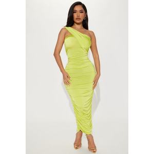 Robe décontractée sexy pour femme, nouvelle collection, style asymétrique à une épaule, longueur midi, dos nu, très extensible, sans manches, coupe tube, haute qualité - Product Image 2