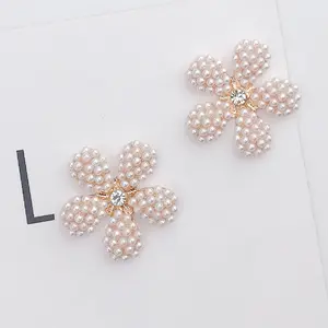 Groothandel Plaksteen Strass Bloem Knop Diy Plaksteen Button Voor Haar Bloem Bruiloft Versiering LSRB930