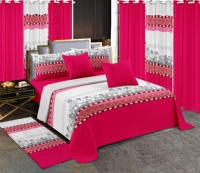 Fournisseur d'usine, personnalisation disponible, ensemble de draps de lit 13 pièces avec rideaux, motifs imprimés, équipe professionnelle, service 24h/24