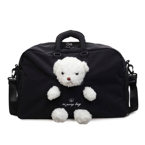 Cute Bear Duffel Bag Pink Color Blocking Water Resistant Travel Student Bag Large Capacity Unisex Leisure Travel Backpack - Product Image 4
