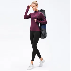 Custom Long Sleeve Yoga Jackets Plus Size Sports Yoga Tops Womens Running Coat Workout Wear Gym Fitness Sportswear Apparel