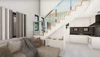 Maison structurelle en acier à double toit en pente de 96 m² 4 chambres Maison familiale préfabriquée moderne à l'île Maurice