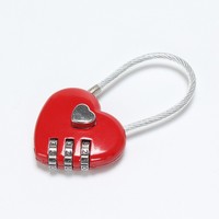 Cadenas à combinaison à 3 chiffres Shenghui Modèle 8055, étanche, motif cœur rouge, mini, pour voyage et sport, déverrouillage par clé et mot de passe, plaqué zinc