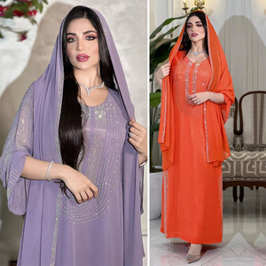 Vestido nacional musulmán de moda para mujer, vestido de diamantes para el hogar, Abaya, vestidos de mujer musulmana - Product Image 2