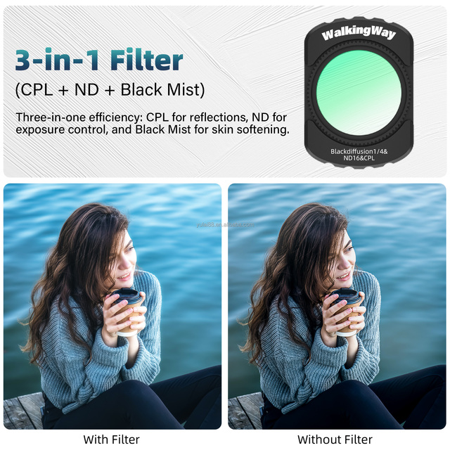 Factory OEM Magnetic ( CPL ND16 BLACK MIST) Filter 3 in 1 Filter for DJI Osmo Pocket 4 Osmo Pocket 3 Sports Camera Accessories