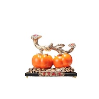 Figurine d'art populaire sculptée en résine époxy Persimmon Ruyi - Décoration d'intérieur chinoise de luxe léger, cadeau pour salon et meuble TV