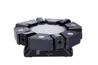 Laser oscillant pleine couleur à 6 yeux, 6 LED, vitesse de course, lumière stroboscopique circulaire 325, contrôlé par DMX512, indice de protection IP33 pour les discothèques