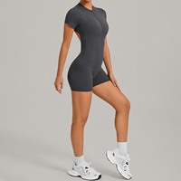 Combinaison de yoga YIYI à séchage rapide pour femme, avec demi-zip et découpe au dos, effet push-up fessier et contrôle du ventre, idéale pour la danse