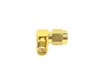 Fabricante suministro SMA macho enchufe ángulo recto 90 grados a RP polaridad inversa SMA hembra Jack conector RF coaxial adaptador coaxial