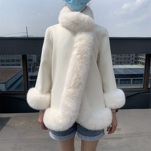 Jxwatcher Vente en gros d'usine Manteau en laine double face à col en <span class=keywords><strong>fausse</strong></span> <span class=keywords><strong>fourrure</strong></span> bon marché Manteau décontracté chaud pour femmes Manteau en <span class=keywords><strong>fausse</strong></span> <span class=keywords><strong>fourrure</strong></span> de lapin doux - Product Image 1