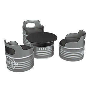 Combinazione Tavolo <span class=keywords><strong>e</strong></span> Sedie in Stile Industriale, Materiale PVC, Design Barile d'Olio, per <span class=keywords><strong>Bar</strong></span>, Caffè, Bancone, Divano - Product Image 6