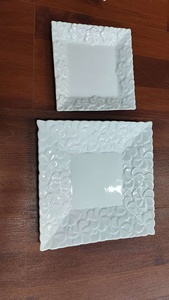 Piatto da portata <span class=keywords><strong>quadrato</strong></span> <span class=keywords><strong>bianco</strong></span> in ceramica con fiori in rilievo, in porcellana, per la casa, la cucina, matrimoni, banchetti e decorazioni da tavola - Product Image 5