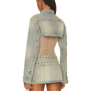 Automne chaud nouveau manteau en jean <span class=keywords><strong>ultra</strong></span> court à manches longues femmes personnalité européenne et américaine design sens de la veste femmes - Product Image 3