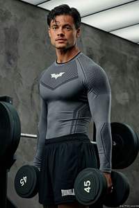 Maglia Sportiva <span class=keywords><strong>da</strong></span> Uomo per Corsa e Fitness, Traspirante, ad Asciugatura Rapida, con Motivo a Pipistrello, Manica Lunga, Stile Classico <span class=keywords><strong>da</strong></span> Strada - Product Image 4