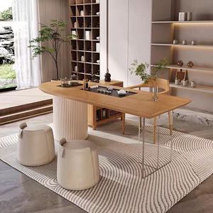 Juego de Mesa y Sillas de Madera Maciza de Estilo Moderno y Minimalista, Color Nogal, para Uso en el Hogar, Balcón, Apartamento Pequeño - Product Image 4