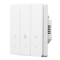 Tuya Zigbee Factory Direct 1 Gang Bouton Interrupteur de ventilateur Produits pour la maison intelligente Contrôle de vitesse à distance électrique Interrupteurs muraux