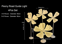 Lot de 4 lampes décoratives Pivoine pour mariage, fêtes, festivals et événements scéniques