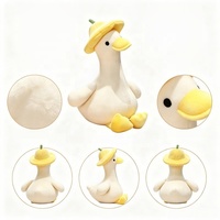 Peluche Canard Blanc Mignon avec Chapeau Jaune, Jouet en Peluche Doux et Moelleux, Oie de Dessin Animé, Vente en Gros, Fabricant de Jouets en Peluche Personnalisés, Peluche