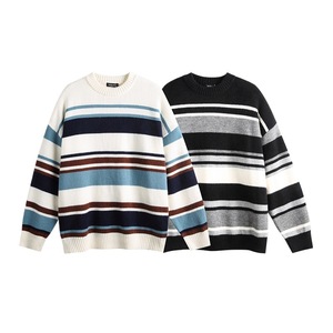 Otoño e Invierno nuevo estilo americano Retro pareja modelos colisión Color rayas suelto diario suéter - Product Image 3