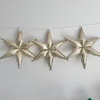 Decoración Navideña, Globo de Aluminio en Forma de Estrella Hexagonal para Colgar en la Pared