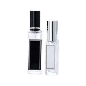 Flacon de parfum rectangulaire en verre pour cosmétiques, 5ml, 10ml, 15ml, avec couvercle en aluminium noir, or, argent, atomiseur de parfum vide, vente en gros - Product Image 1
