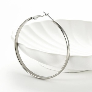1쌍 스테인리스 스틸 빅 라운드 원형 후프 귀걸이 4MM 폭 직경 30/40/50MM 펑크 대형 기하학적 루프 귀걸이 파티 쥬얼리 - Product Image 3