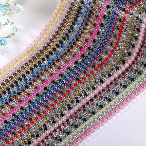 Cadena de perlas de colores de 2 mm y 2,5 mm, cadena de metal con diamantes de imitación para ropa, vestido de novia, accesorios de bricolaje - Product Image 2