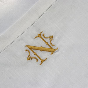 Serviettes en lin brodées à la main personnalisées 100% décor de table réutilisable en lin Style moderne pour la maison ou l'avion - Product Image 6