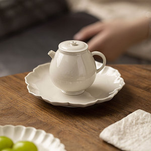 Guanlan Chinese Handmade Wood Ash Ceramic Teapot Round With Lid Small Kung Fu <b>Tea</b> <b>Set</b> For Afternoon <b>Tea</b> - Product Image 1