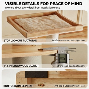 Árbol para Gatos Moderno de Madera, Torre de Múltiples Niveles, Poste Rascador, Condominio para Escalar para Gatos y Gatitos de Interior - Product Image 4