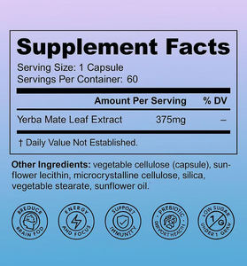 Capsules de Yerba Mate Marque Blanche / OEM / ODM : Régulent la Microbiome Intestinale, Favorisent la Santé Cérébrale, Végétaliennes, Faible Teneur en Sucre - Product Image 2