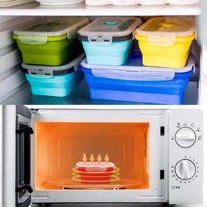 Collapsible Silicone Food Fresh Storage <strong>Stacking</strong> Containers <strong>Box</strong> with Airtight Lid and Vent Valve for Microwave - Product Image 4