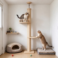 Arbre à chat écologique en sisal, griffoir réglable du sol au plafond, durable, en carton et bois