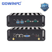 Mini PC industriel double processeur Intel i3 4005U 5005U 6006U sans ventilateur, 2 ports LAN, 4 ports USB 3.0, 9-36V, 2 ports COM