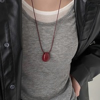 Collares de Moda con Colgante, Cuentas Ovaladas de Resina, Cadena Larga, Joyería para Mujer, Pieza Elegante, Hecho en China, para Uso Casual