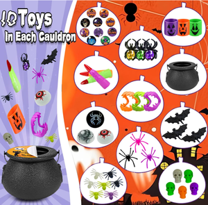 Mini <span class=keywords><strong>Chaudron</strong></span> de Fête d'Halloween, Autocollants Sorcière, Vampire, Araignée, Chauve-souris, Crâne, Anneaux, Voitures, Ressorts, Jouets Cadeaux en Gros, Boîte de Friandises pour la Sainte-Guérison - Product Image 4