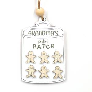Personalized Grandma's Perfect Batch Wood Christmas Ornament - Custom <strong>Gingerbread</strong> Family Tree <strong>Decor</strong> - Hanging Xmas Gift - Product Image 1