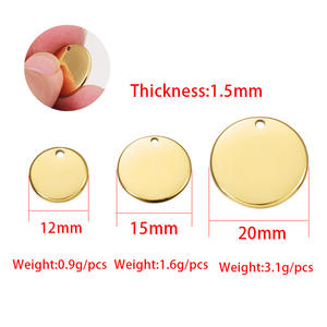 20 개/몫 빈 개 태그 펜던트 12mm 15mm 20mm 애완 동물을위한 레이저 로고가있는 둥근 스테인레스 스틸 빈 디스크 태그 - Product Image 5