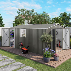 10x14 Fuß Outdoor Gerätehaus aus Verzinktem Stahl mit 1 Tür 2 Fenstern inklusive Nagetiersicherem Fundament für Hinterhöfe und Gärten - Product Image 2