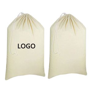Extra Large Heavy Duty Natural Cotton <b>Canvas</b> Unisex Rope Handle Laundry <b>Drawstring</b> <b>Bags</b> with <b>Drawstring</b> Space Saving - Product Image 1