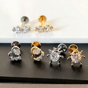 Rui Qian ADTM F136 Titanium Oorknopje Hoge Kwaliteit Zirkoon Doorboort het Piercingbeen Nagel Dames Lichaamssieraden G23 Titanium - Product Image 5