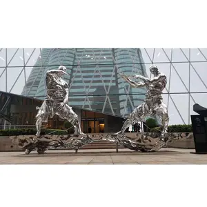 Outdoor Sculptuur Rvs Standbeeld Custom Modern Art Afwerking Metalen